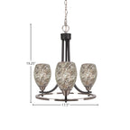 Paramount Three Light Chandelier in Matte Black & Brushed Nickel with 5" Natural Fusion Shade