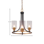 Paramount Three Light Chandelier in Matte Black & Brass with 4" Clear Bubble Shade