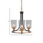 Paramount Three Light Chandelier in Matte Black & Brass with 4" Smoke Bubble Shade