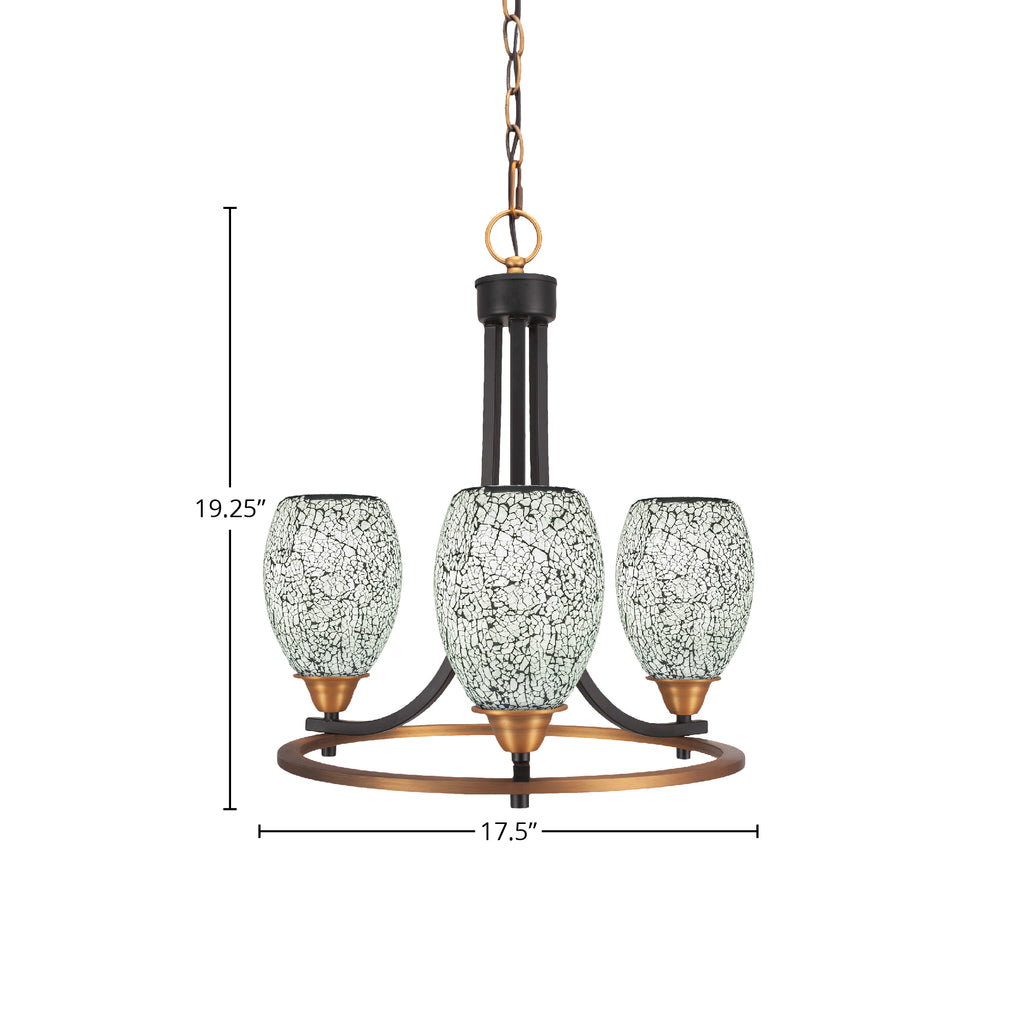 Paramount Three Light Chandelier in Matte Black & Brass with 5" Black Fusion Shade