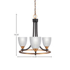 Paramount Three Light Chandelier in Matte Black & Brass with 5" Clear Ribbed Shade