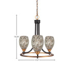 Paramount Three Light Chandelier in Matte Black & Brass with 5" Natural Fusion Shade