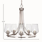 Paramount Five Light Chandelier in Brushed Nickel with 5" Clear Bubble Shade