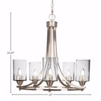 Paramount Five Light Chandelier in Brushed Nickel with 4" Clear Bubble Shade