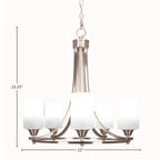 Paramount Five Light Chandelier in Brushed Nickel with 4" White Marble Shade