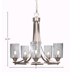 Paramount Five Light Chandelier in Brushed Nickel with 4" Smoke Bubble Shade