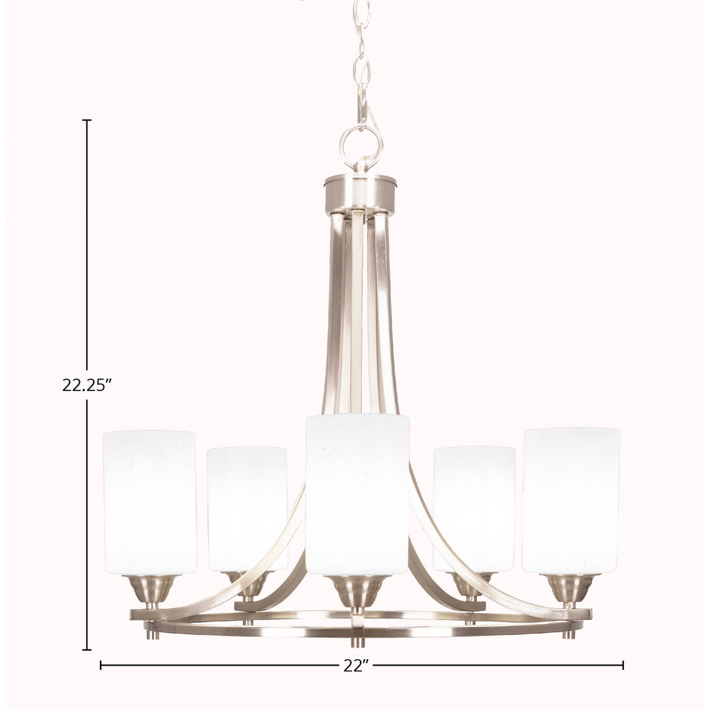 Paramount Five Light Chandelier in Brushed Nickel with 4" White Muslin Shade