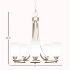 Paramount Five Light Chandelier in Brushed Nickel with 4" White Muslin Shade