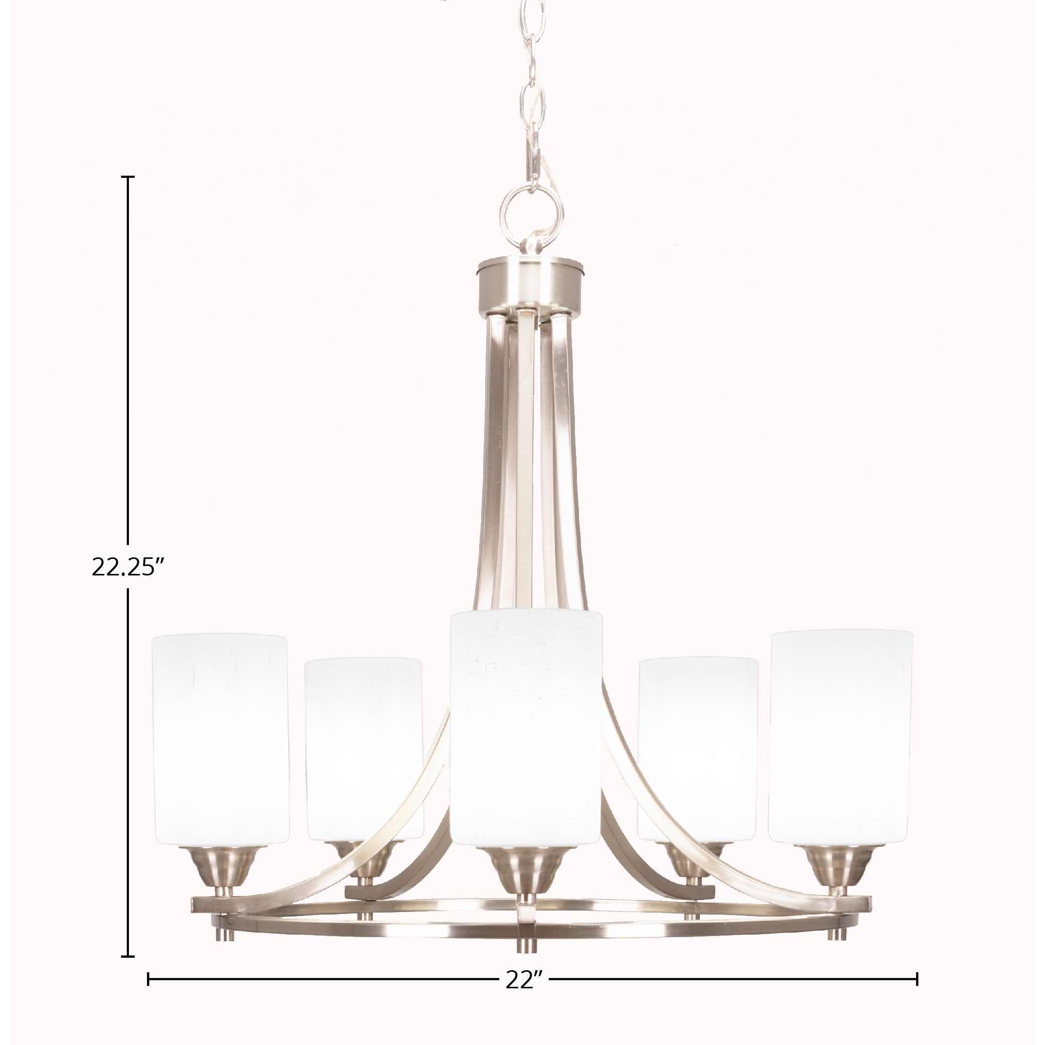 Paramount Five Light Chandelier in Brushed Nickel with 4" White Muslin Shade