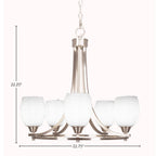 Paramount Five Light Chandelier in Brushed Nickel with 5" White Matrix Shade