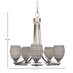 Paramount Five Light Chandelier in Brushed Nickel with 5" Gray Matrix Shade