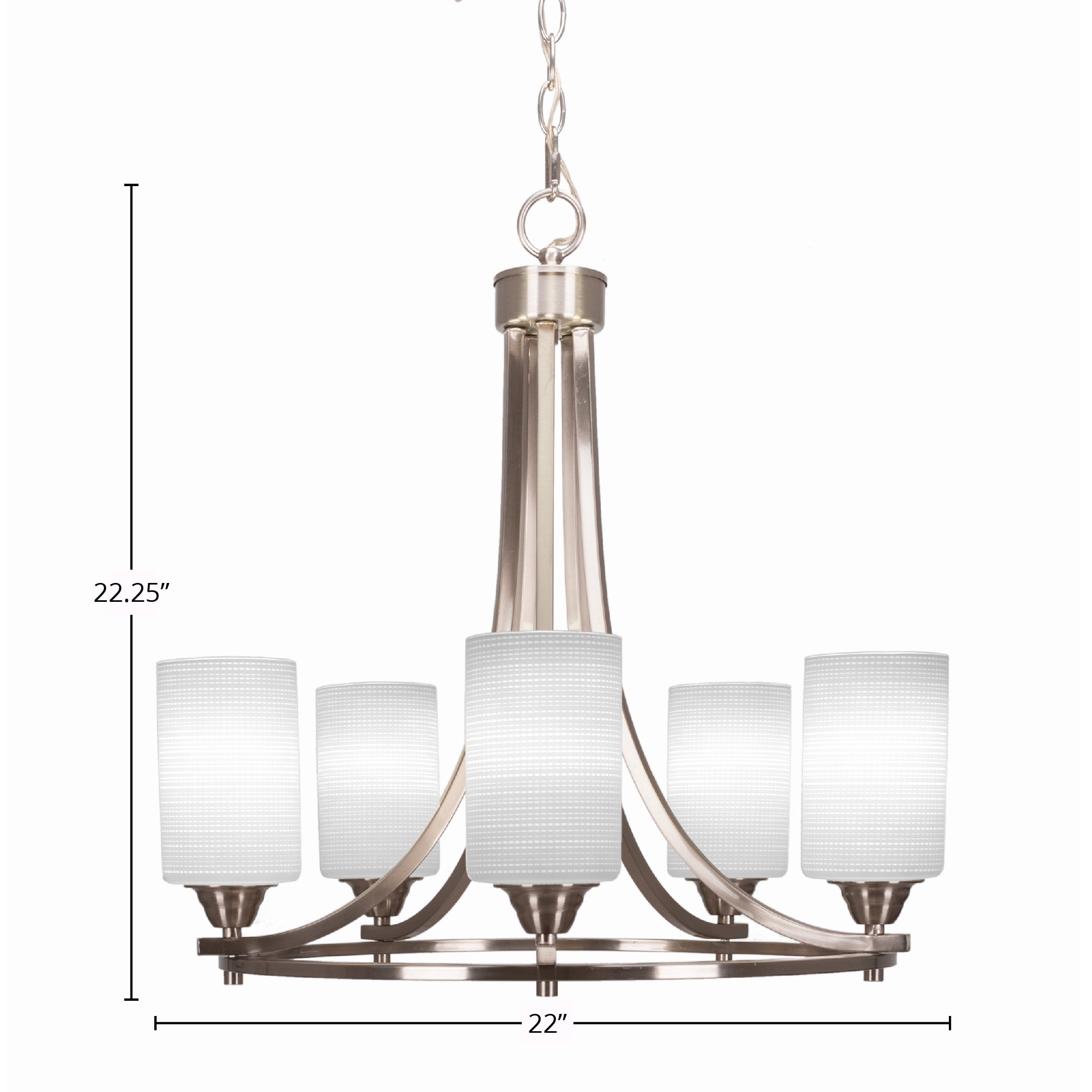 Paramount Five Light Chandelier in Brushed Nickel with 4" White Matrix Shade