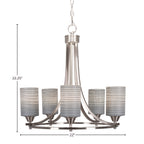 Paramount Five Light Chandelier in Brushed Nickel with 4" Gray Matrix Shade