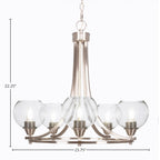 Paramount Five Light Chandelier in Brushed Nickel with 5.75" Clear Bubble Shade