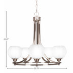 Paramount Five Light Chandelier in Brushed Nickel with 5.75" White Marble Shade