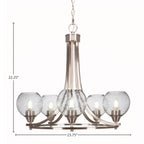 Paramount Five Light Chandelier in Brushed Nickel with 5.75" Smoke Bubble Shade