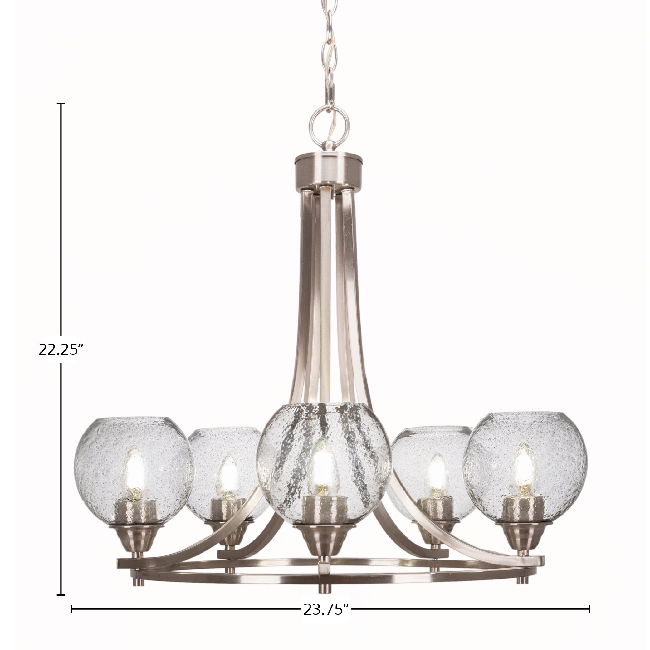 Paramount Five Light Chandelier in Brushed Nickel with 5.75" Smoke Bubble Shade