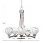 Paramount Five Light Chandelier in Brushed Nickel with 5.75" Onyx Swirl Shade