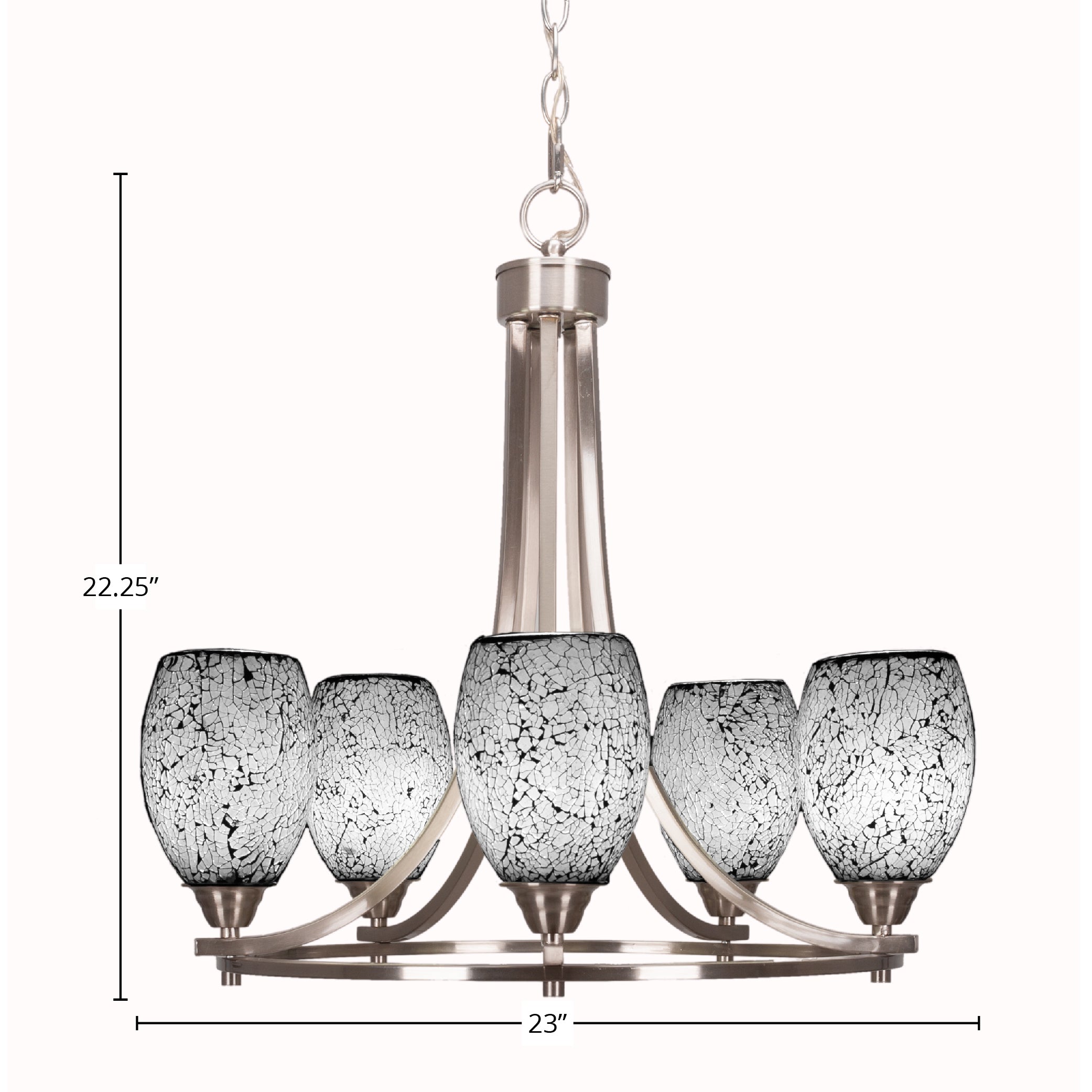 Paramount Five Light Chandelier in Brushed Nickel with 5" Black Fusion Shade