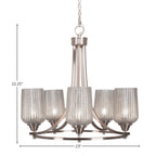 Paramount Five Light Chandelier in Brushed Nickel with 5" Silver Textured Shade