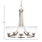 Paramount Five Light Chandelier in Brushed Nickel with 4.5" Square White Muslin Shade