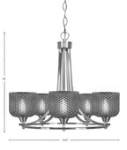 Paramount Five Light Chandelier in Brushed Nickel with Smoke Textured Shade