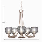 Paramount Five Light Chandelier in Brushed Nickel with 6" Smoke Ribbed Shade