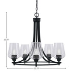 Paramount Five Light Chandelier in Matte Black with 5" Clear Bubble Shade