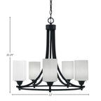 Paramount Five Light Chandelier in Matte Black with 4" White Marble Shade
