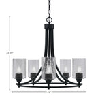 Paramount Five Light Chandelier in Matte Black with 4" Smoke Bubble Shade