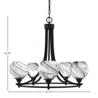 Paramount Five Light Chandelier in Matte Black with 5.75" Onyx Swirl Shade
