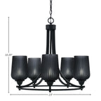 Paramount Five Light Chandelier in Matte Black with 5" Smoke Textured Shade