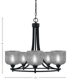 Paramount Five Light Chandelier in Matte Black with Smoke Textured Shade