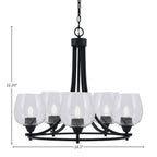 Paramount Five Light Chandelier in Matte Black with 6" Clear Bubble Shade
