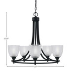 Paramount Five Light Chandelier in Matte Black with 5" Clear Ribbed Shade