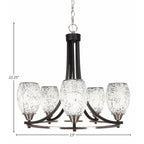 Paramount Five Light Chandelier in Matte Black & Brushed Nickel with 5" Black Fusion Shade