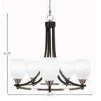 Paramount Five Light Chandelier in Matte Black & Brushed Nickel with 5" White Linen Shade