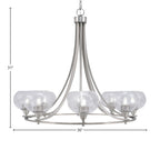 Paramount Eight Light Chandelier in Brushed Nickel with 7" Clear Bubble Shade