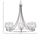 Paramount Eight Light Chandelier in Brushed Nickel with 5" Clear Bubble Shade