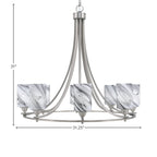 Paramount Eight Light Chandelier in Brushed Nickel with 4" Onyx Swirl Shade