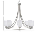 Paramount Eight Light Chandelier in Brushed Nickel with 4" White Muslin Shade