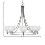 Paramount Eight Light Chandelier in Brushed Nickel with 5.75" White Marble Shade