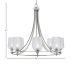Paramount Eight Light Chandelier in Brushed Nickel with 5" Clear Textured Shade