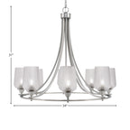 Paramount Eight Light Chandelier in Brushed Nickel with 5" Silver Textured Shade