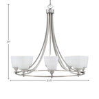 Paramount Eight Light Chandelier in Brushed Nickel with 4.5" Square White Muslin Shade
