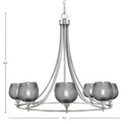 Paramount Eight Light Chandelier in Brushed Nickel with Smoke Textured Shade