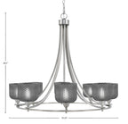 Paramount Eight Light Chandelier in Brushed Nickel with Smoke Textured Shade
