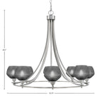 Paramount Eight Light Chandelier in Brushed Nickel with Smoke Textured Shade