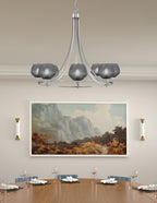 Paramount Eight Light Chandelier in Brushed Nickel with Smoke Textured Shade