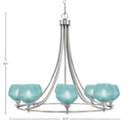 Paramount Eight Light Chandelier in Brushed Nickel with Turquoise Textured Shade